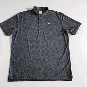 Callaway Polo Shirt Mens L Black Buttons Gray Golf Clubs Performance SS Opti Dri